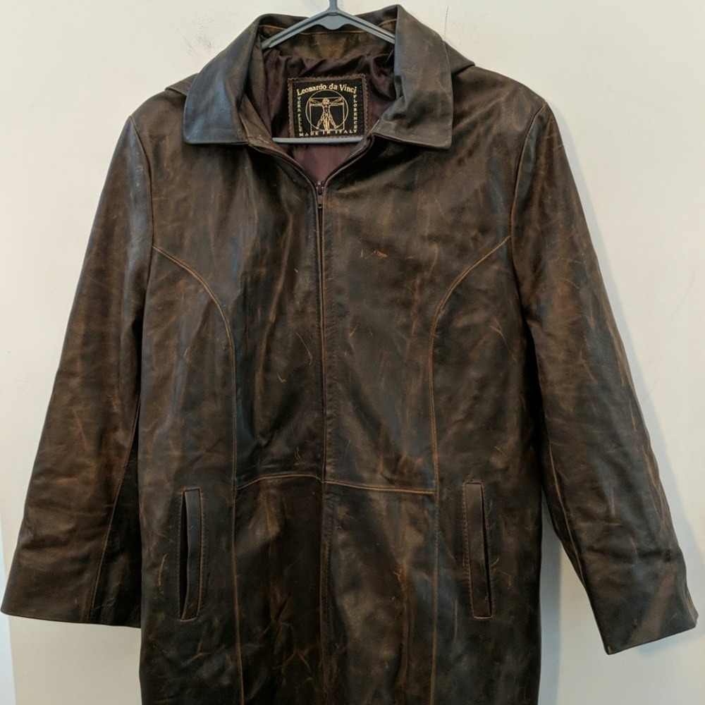 Leonardo da Vinci Leather Coat Florence Italy